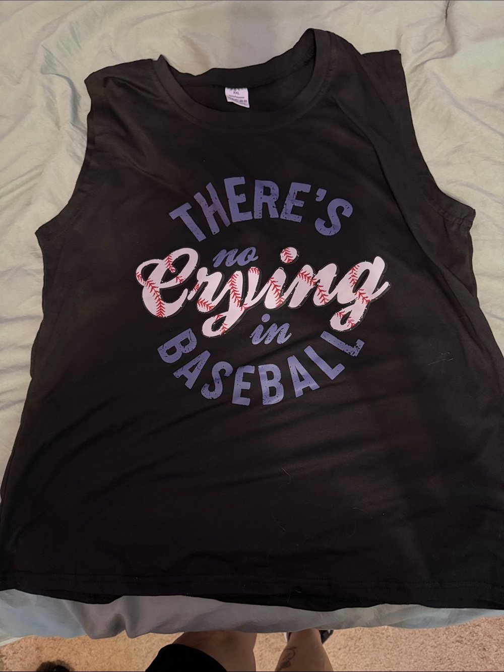 Black Graphic Tank Top - "There's No Crying in Baseball"